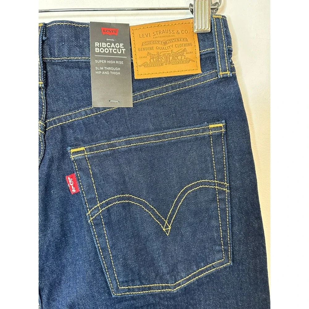 Levi's Premium Ribcage Bootcut Jeans‎ Women 29 X 33 Dark Blue High Rise NWT